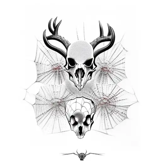 Deer Skull With Spider Webs