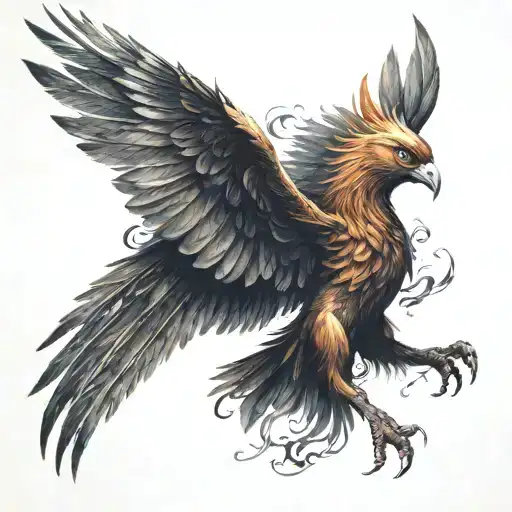 Phoenix Bird Attacking With Open Wings