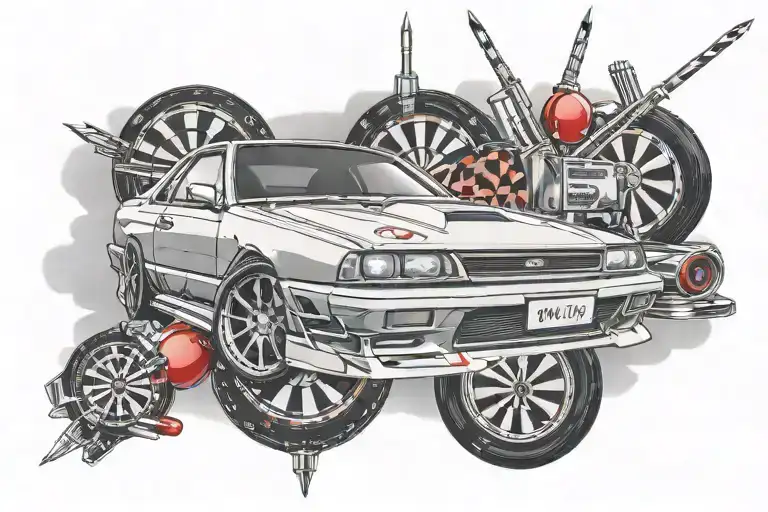 Nissan Skyline With Dart Board