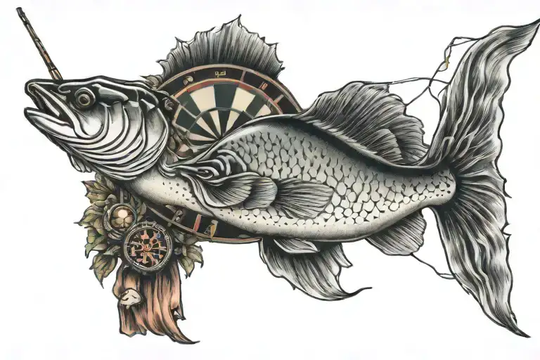 Fishing Road Holding Up A Dartboard