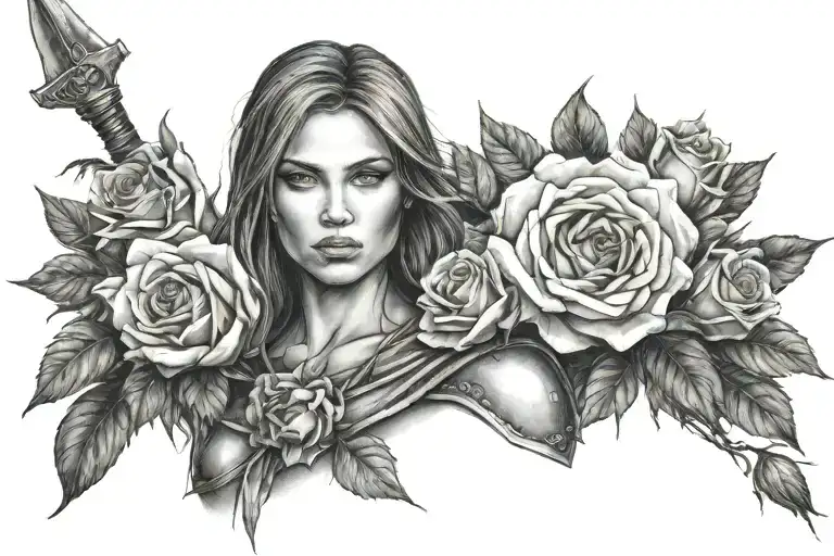 Christian Woman Warrior With Roses