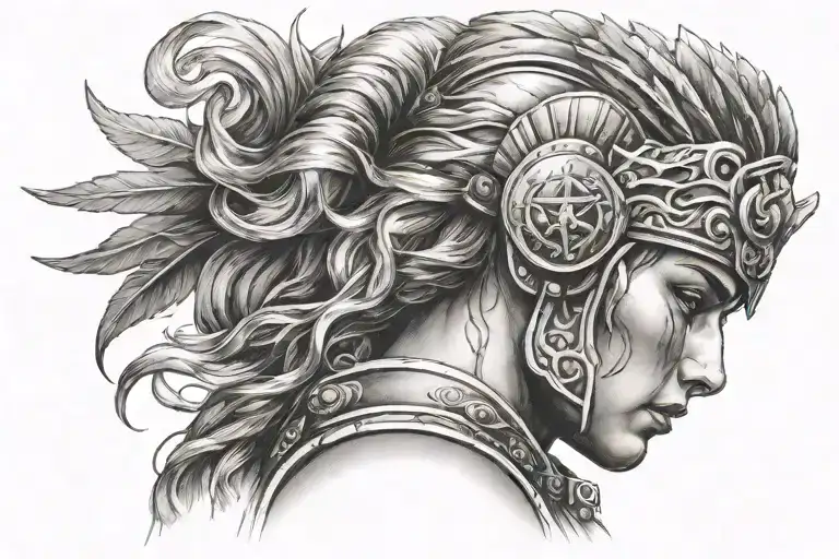 Fierce Roman Woman Warrior Face Profile