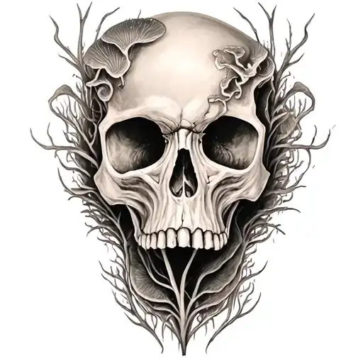 Skull Sleev Tattoo With Fungus