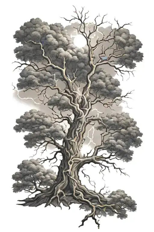Lightning And Tree Intertwined