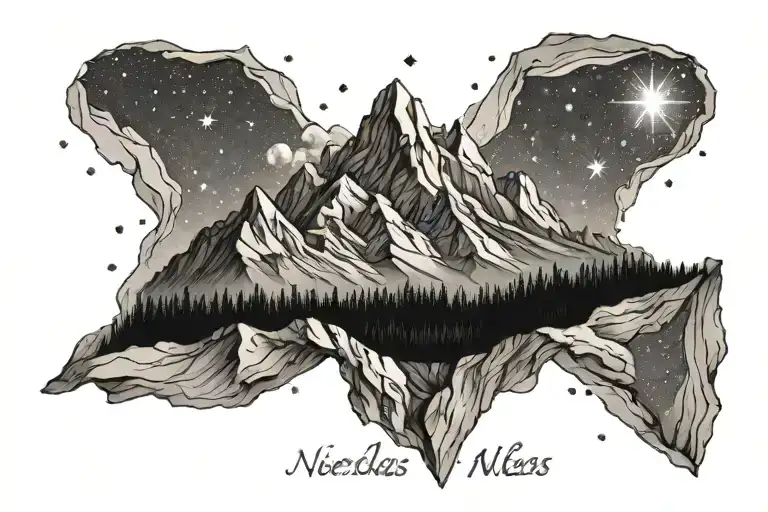 Mountain With Stars And Name Nicolas