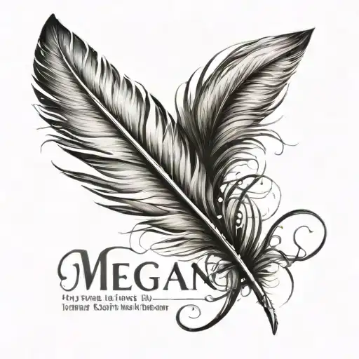 A Feather That Is Shaped As An Infinite Sign With The Name Megan In The Middle Of It