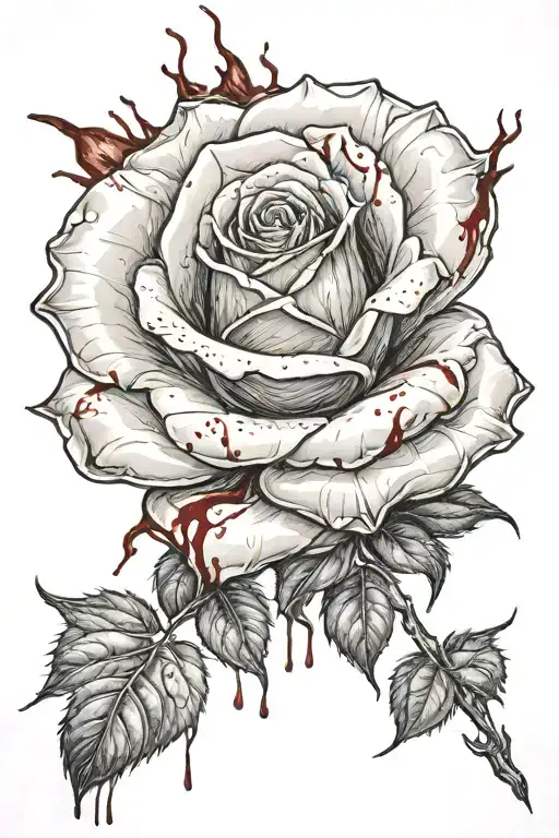 White Rose With Blood
