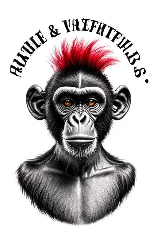 Monkey With Red Mohawk Hairstyle