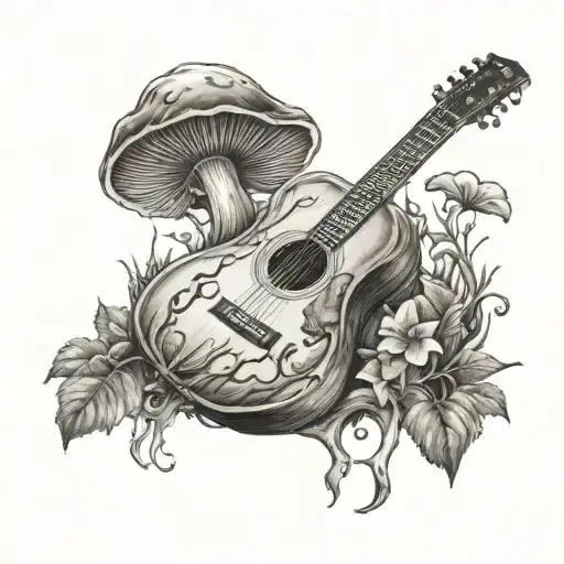 Acoustic Guitar Forest Mushroom