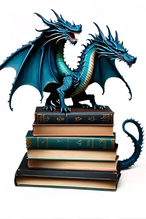 Stack Of Books With Dragon On Top
