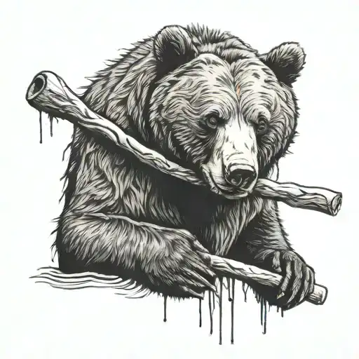 Bear Holding A Stick