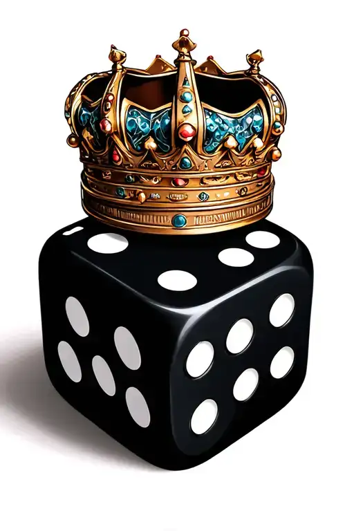 Dice And Queen Crowns Symbolising Loyalty And Strength