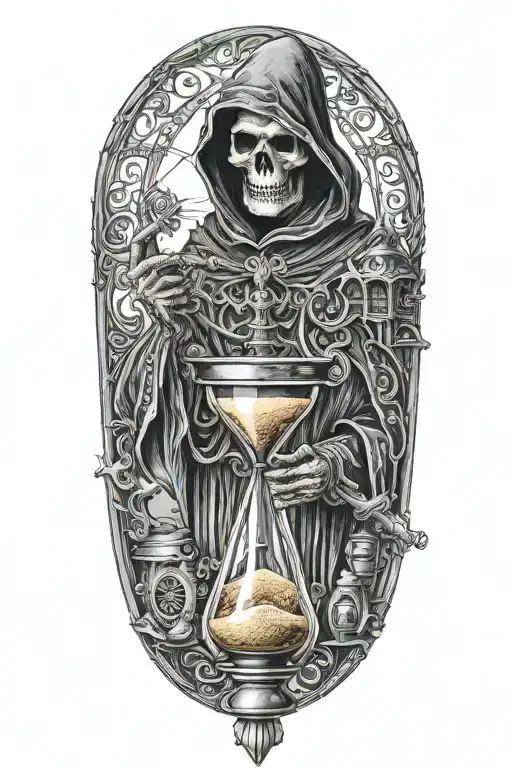 Grim Reaper Throwing An Hourglass