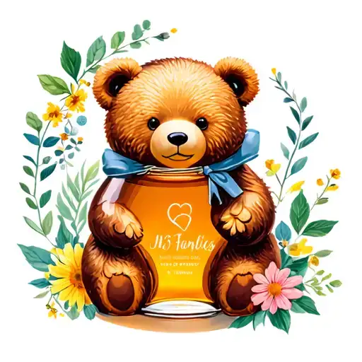 Honey Bear Bottle With My Family's Birth Flowers