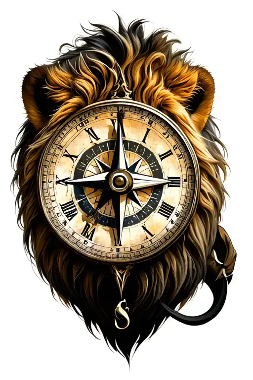 Lion With Compass Clock