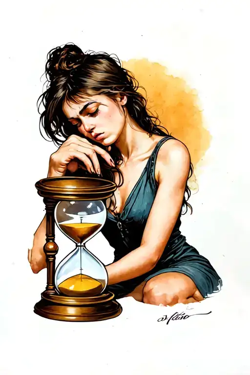Stressed Woman Holding An Hourglass