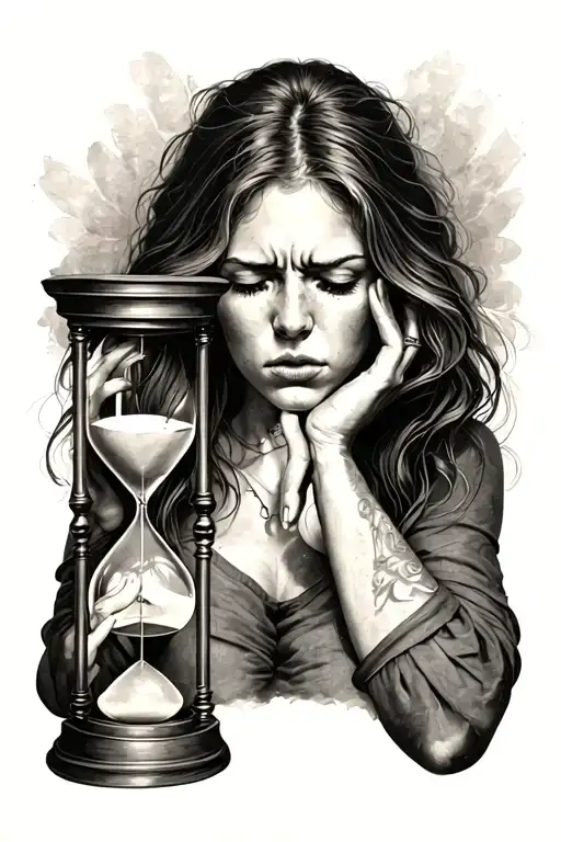 Stressed Woman Holding An Hourglass