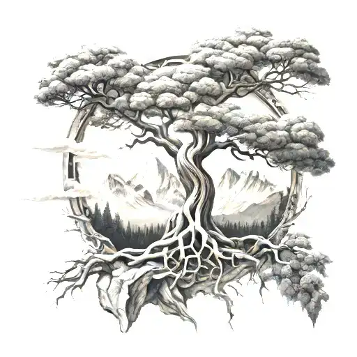 Yggdrasil With Mountains