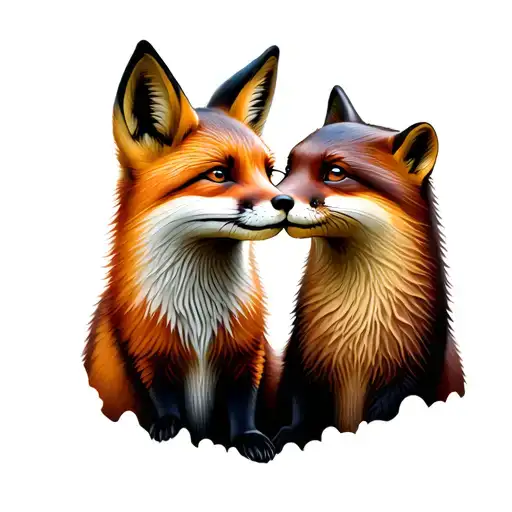 Fox And Otter In Love