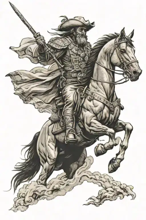 Renegade Chief Riding A Horse