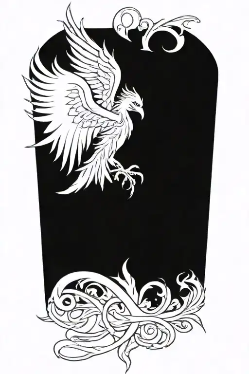 Phoenix Rising From Flames And A Cross And Words Dona Nobis Pacem In Gothic Letters