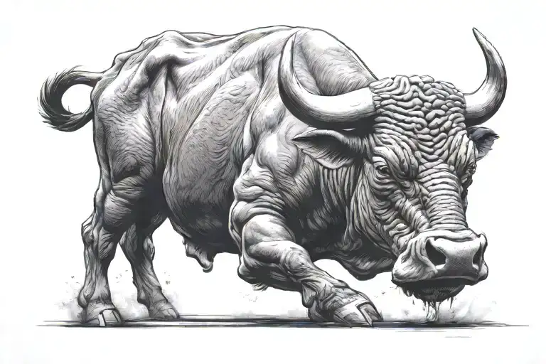 Muscular Charging Snorting Bull