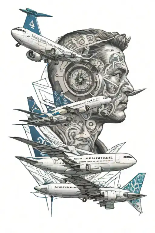 Onasis Portrait And Olympic Air Plane Tail At The Background