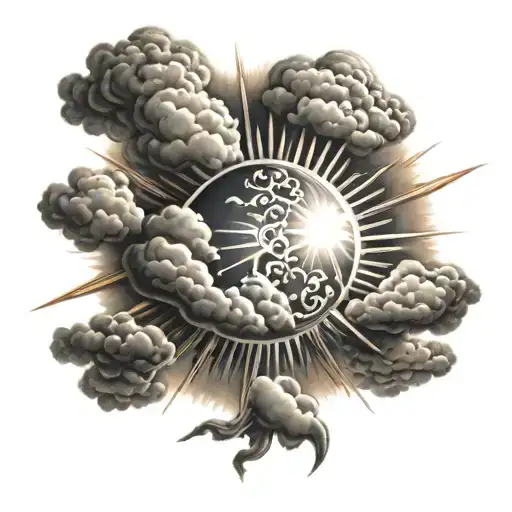 Sun And Clouds With Sun Rays