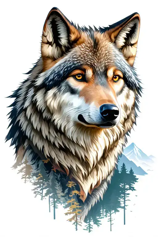 Wolf And Woods And Mountains