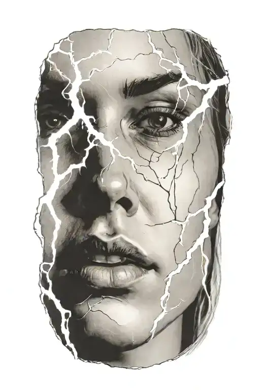 The Face Of A Woman In Lightning