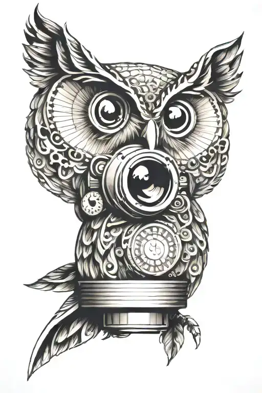 A Camera Lens Morphing Into A Psychedelic Owl