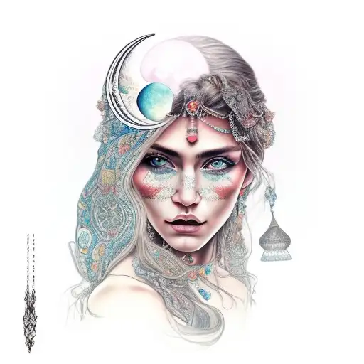 Women Gipsy With Moon