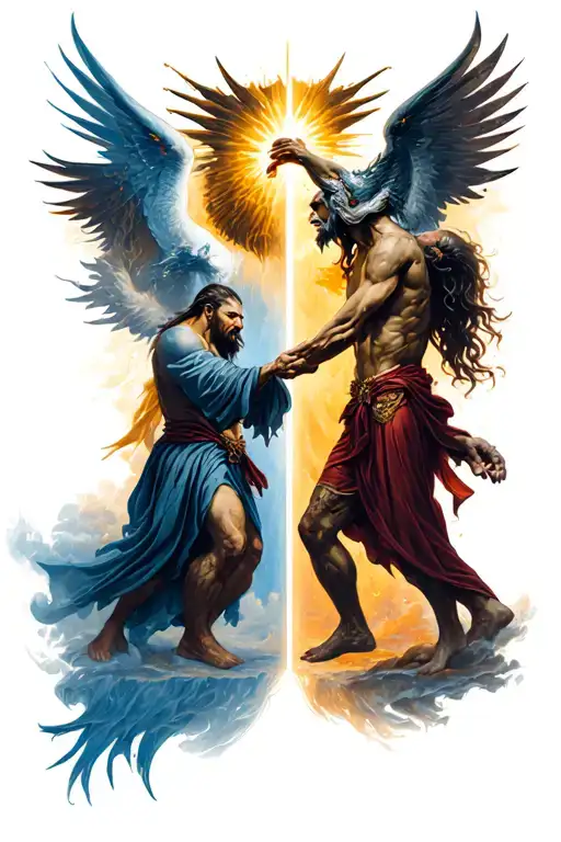 Religious Theme Showing The Fight Between Good Vs Evil