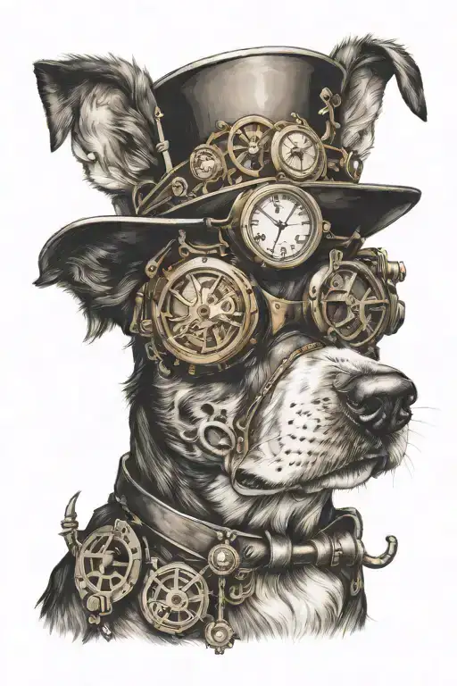 A Steam Punk Dog Wearing