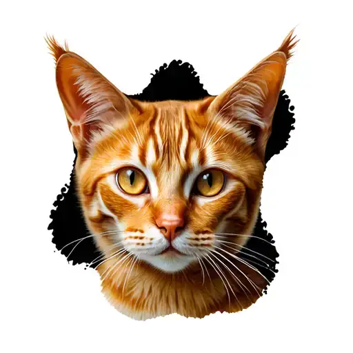 Orange Cat Face Inside A Paw Print