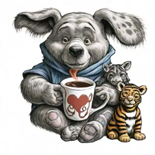 Winnie The Pooh With Friends Tigger Piglet Eeyore Holding A Coffee Mug