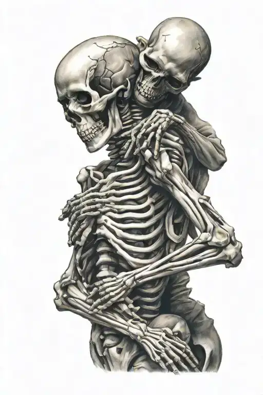 Skeleton Hugging A Woman