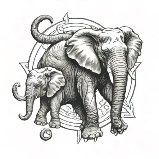 Zodiac Sign Cancer Crossed With Elephant Tattoo Design