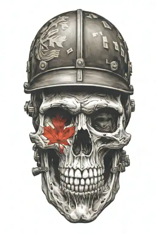 Skull With Canadian Solider Helmet