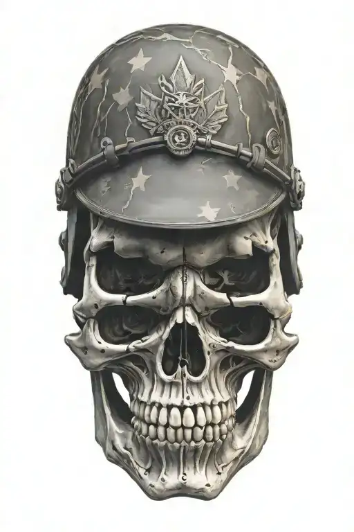 Skull With Canadian Solider Helmet