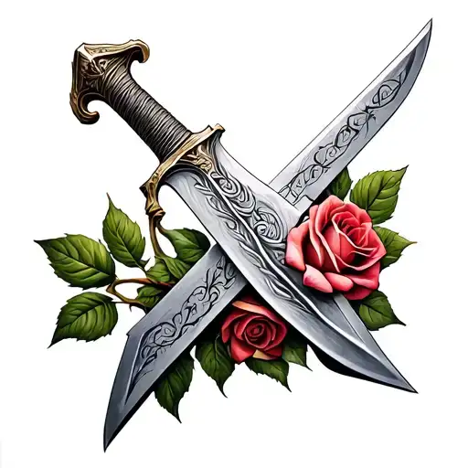 Bible Rose Sword Intertwined