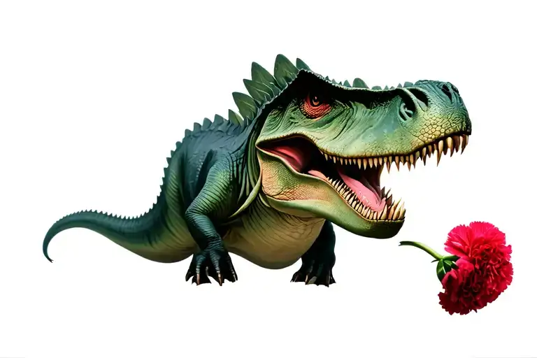 Dinosaur Holding Carnation