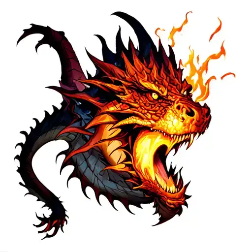 Midevil Dragon Breathing Fire