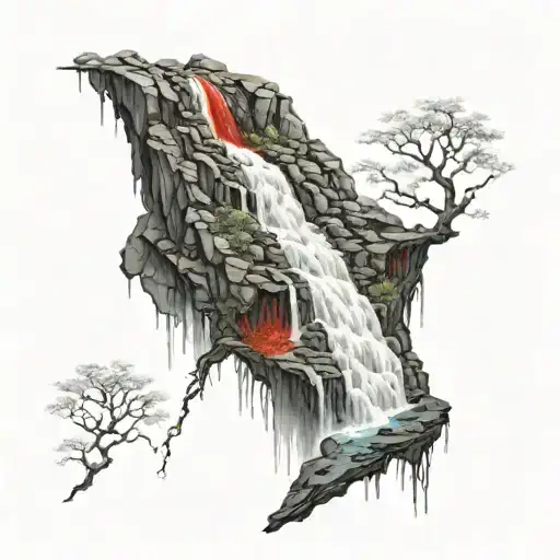 Bloody Waterfall With A Head At The Top