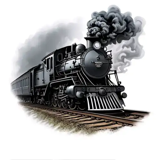1800S Black And Grey Locomotive On The Tracks Smoking