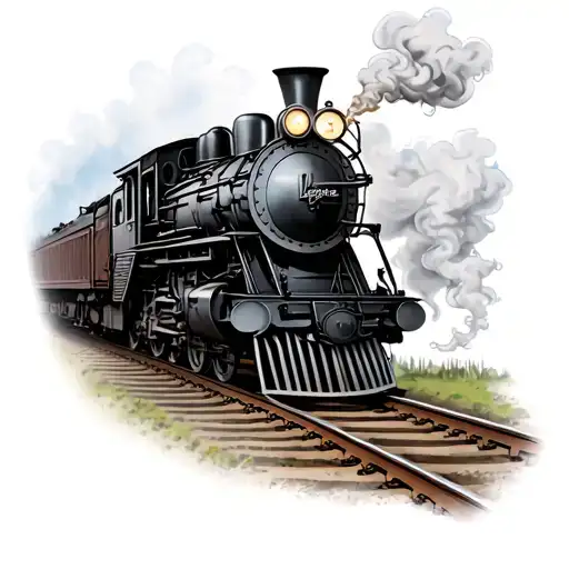 1800S Black And Grey Locomotive On The Tracks Smoking