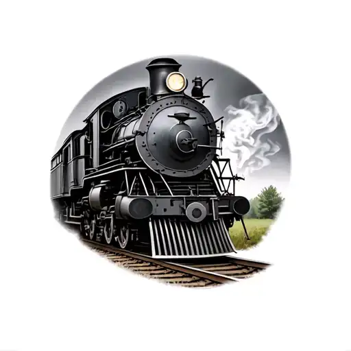 1800S Black And Grey Locomotive On The Tracks Smoking