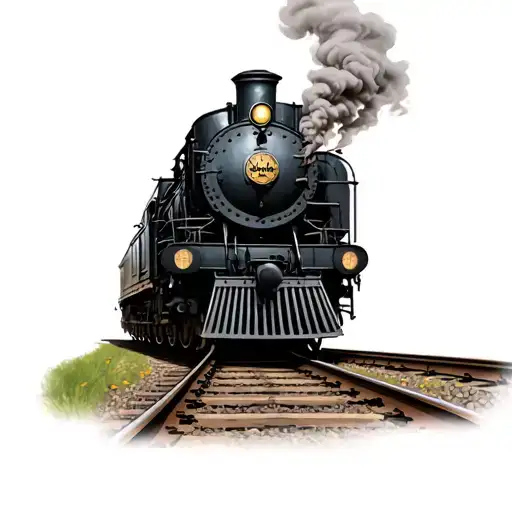 1800S Black And Grey Locomotive On The Tracks Smoking