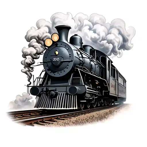1800S Black And Grey Locomotive On The Tracks Smoking