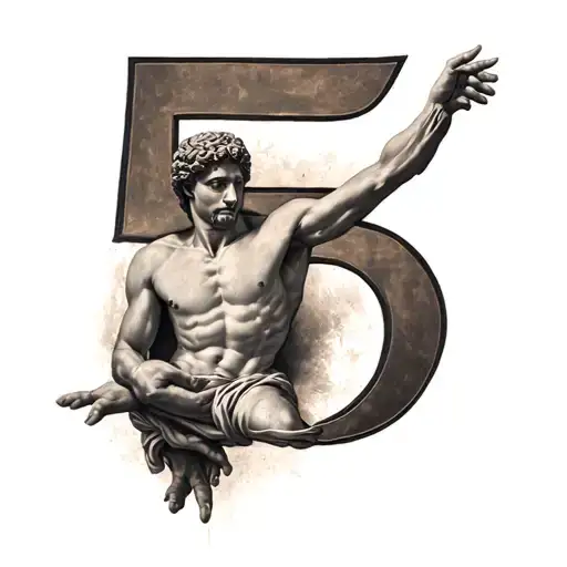Creation Of Adam With A Number 5 In The Background